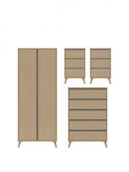 Miller Ready Assembled Package - 2 Door Wardrobe, 5 Drawer Chest And 2 Bedside Chests