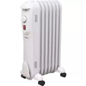 Schallen - White Portable Electric Slim Oil Filled Radiator Heater with Adjustable Temperature Thermostat, 3 Heat Settings & Safety Cut Off (1500W 7