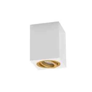 Dimovo Surface Mounted Ceiling Lamp Downlight Spot Surface Mounted Ceiling Squared 1x GU10 White-Gold