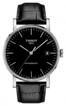 Tissot Mens Everytime Swissmatic Black Dial Black Leather Watch