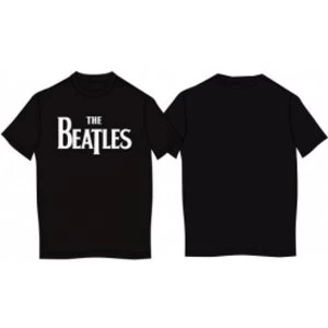 The Beatles - Drop T White Logo Mens X-Large T-Shirt - Black