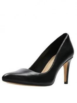 Clarks Laina Rae Heeled Shoes - Black Leather, Size 5, Women