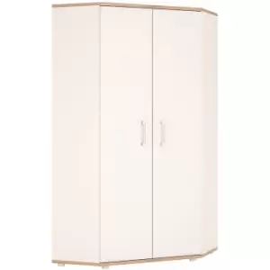 4Kids Corner Wardrobe in Light Oak and white High Gloss opalino handles