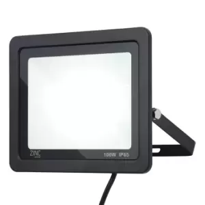 Zinc OTLEY LED Slimline Floodlight 100W Daylight 180° Black