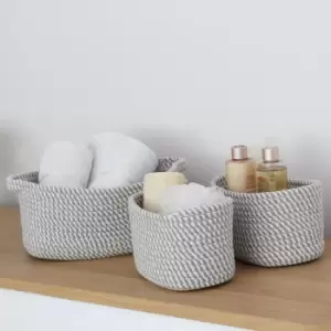 JVL Edison Set of 3 Assorted Storage Baskets White and Grey