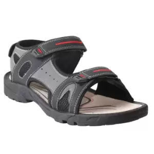 PDQ Mens Triple Touch Fastening Sports Sandals (10 UK) (Black/Grey)