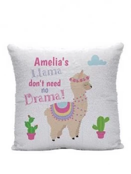 Personalised Iridescent Sequin Llama Drama Cushion