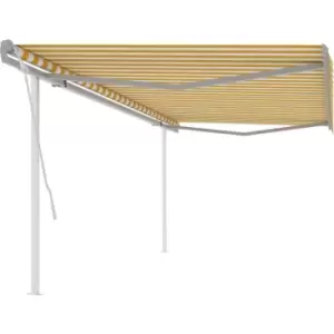 Vidaxl - Manual Retractable Awning with Posts 5x3.5 m Yellow and White Yellow