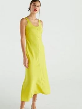 WHISTLES Pippa Satin Slip Dress - Yellow, Size 12, Women