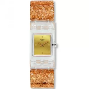 Ladies Swatch Lady Square -Golden Jewel S Watch