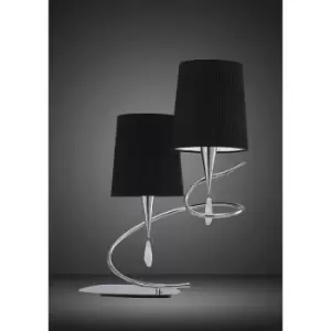 Diyas - Table Lamp Mara 2 Bulbs E14, polished chrome with Black lampshade