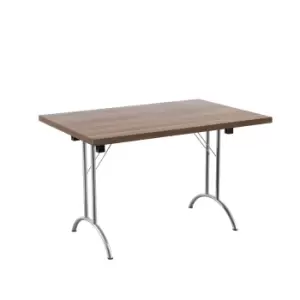 One Union Folding Table 1200 X 700 Silver Frame Dark Walnut Rectangular Top