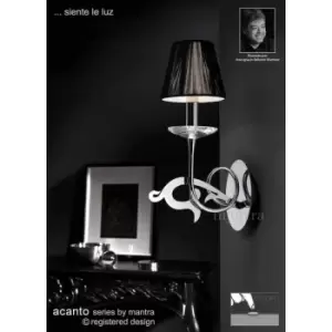 Acanto wall light with switch 1 E14 bulb, polished chrome with Black lampshade