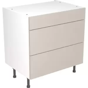 Kitchen Kit Flatpack Slab Kitchen Cabinet Base 3 Drawer Unit Super Gloss 800mm in Light Grey MFC