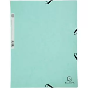 Exacompta Elasticated 3 Flap Folder A4, 400gsm, Pastel Green, Pack of 25