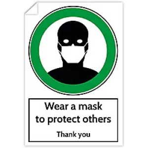Trodat Health and Safety Sticker Wear a mask to protect others PVC 20 x 30cm Pack of 3