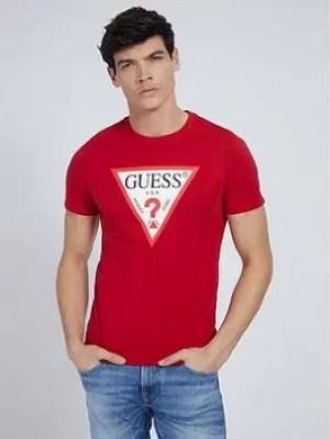 Guess Jeans Original Logo T Shirt, Red, Size XL, Men