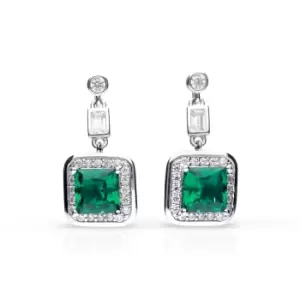 Diamonfire Silver White & Emerald Zirconia Art Deco Style Earrings