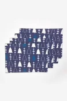 Blue Winterland Christmas Placemats, Set of 4