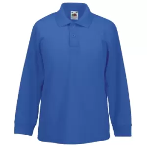 Fruit Of The Loom Childrens Long Sleeve 65/35 Pique Polo / Childrens Polo Shirts (9-11) (Royal)