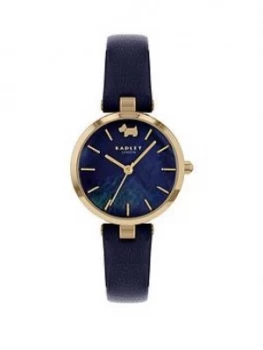 Radley Blue And Silver Detail Dial Blue Leather Strap Ladies Watch