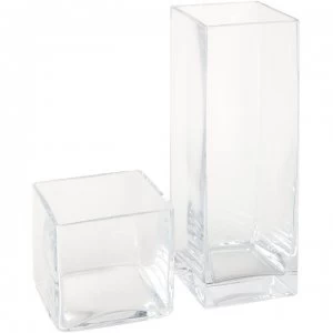 Linea Square Vase 30cm - Clear