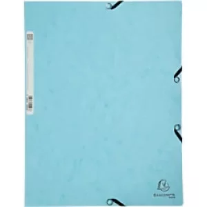 Exacompta Elasticated 3 Flap Folder A4, 400gsm, Pastel Blue, Pack of 25