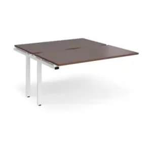 Bench Desk Add On 2 Person Rectangular Desks 1400mm Walnut Tops With White Frames 1600mm Depth Adapt