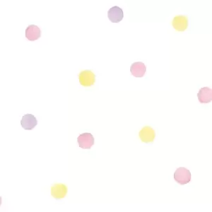 Watercolour Polka Dots Wallpaper - Pink / Yellow 91000 - Holden Decor