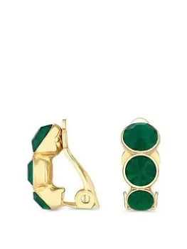 Jon Richard Gold Plated Graduated Emerald Cubic Zirconia Round Clip Earrings, Yellow Gold, Women
