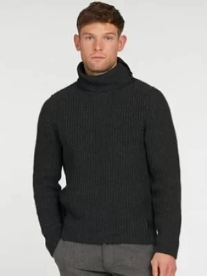 Barbour Barbour Fisher Knitted Roll Neck, Charcoal, Size L, Men