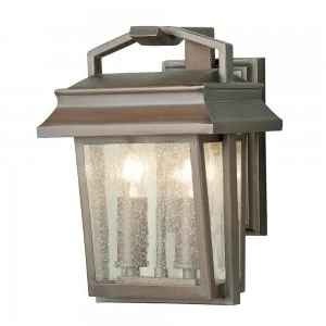 2 Light Outdoor Wall Lantern Light Aged Bronze IP44, E14