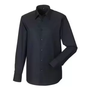Russell Collection Mens Long Sleeve Easy Care Tailored Oxford Shirt (17inch) (Black)