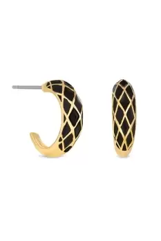 Gold Plated Jet Hoop Earrings