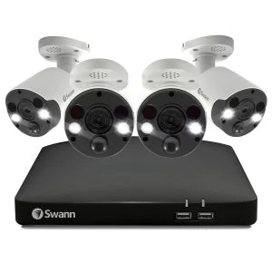Swann CCTV System - 8 Channel 4K Ultra HD DVR with 4 x 4K Professional Spotlight Bullet Cameras with 2TB HDD - works wit