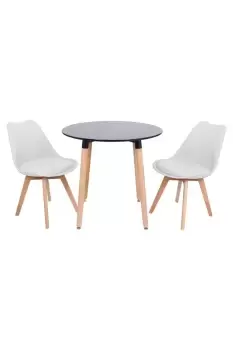 'Round Lorenzo' Dining Set with a Table and Chairs Set of 2