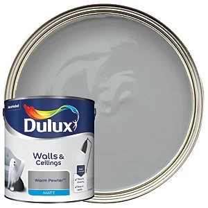Dulux Walls & Ceilings Warm Pewter Matt Emulsion Paint 2.5L