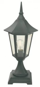 1 Light Outdoor Pedestal Lantern Black IP54, E27
