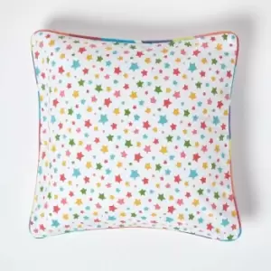 Cotton Multi Colour Stars Cushion Cover, 45 x 45cm - Multi Colour - Homescapes