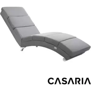 Chaise Longue Relaxing Faux Leather Lounger Reclining Living Room Single Chair Recliner Bedroom Office Seat Fabric Grey - Casaria