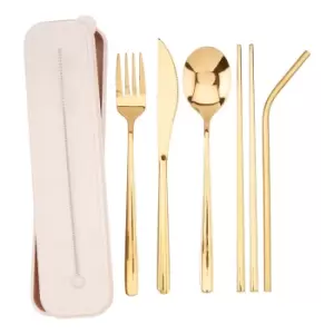 6 Piece Gold Cutlery Set with Box