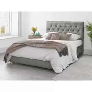 Olivier Ottoman Upholstered Bed, Distressed Velvet, Platinum - Ottoman Bed Size Superking (180x200)