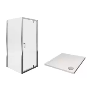 Aqualux Kit Shine 6 900X900 Pivot Door & Side Panel With Tray Waste Bundle