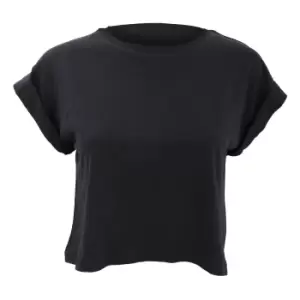 Mantis Womens/Ladies Crop Top / Short Sleeve T-Shirt (XL) (Black)