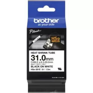 Brother HSE261E Heatshrink label Tape colour: White Font colour: Black 31mm 1.5 m