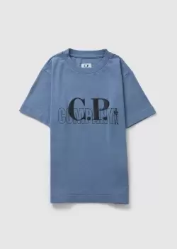 C.P. Company Kids Large Chest Logo T-Shirt In Infinity