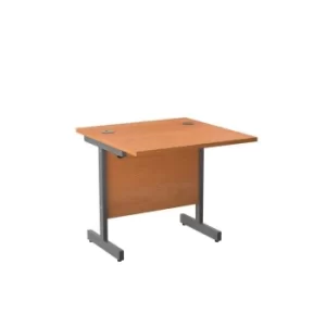 800 X 600 Single Upright Rectangular Desk Beech-Silver