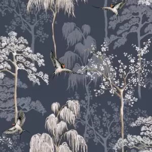 Arthouse Japanese Garden Wallpaper - Blue