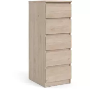 Furniture To Go - Naia Narrow Chest of 5 Drawers in Jackson Hickory Oak - Oak