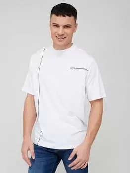 Armani Exchange Stripe Logo T-Shirt, White, Size XL, Men